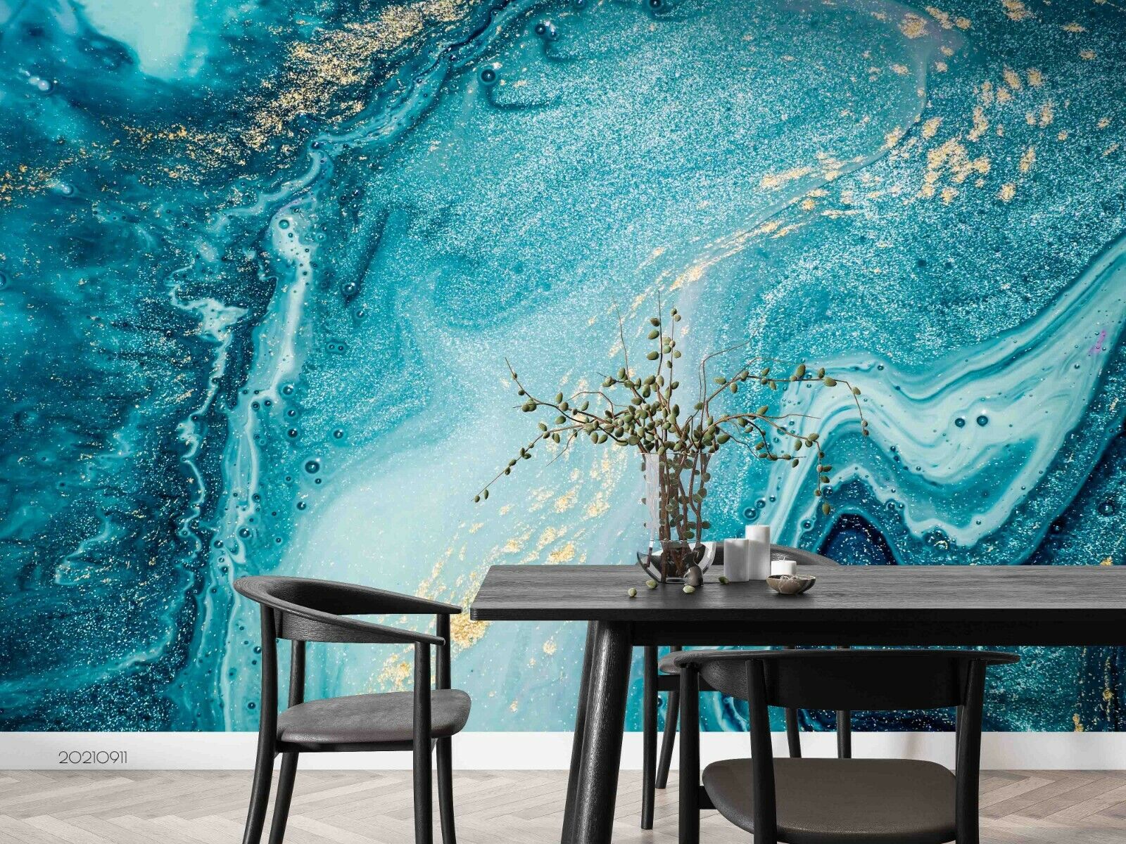 3D Abstract Damaskeen Blue Texture Wall Mural Wallpaper YXL 772