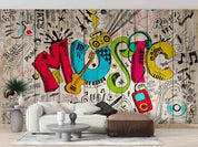 Plank Guitar Letter Earphone Typography Wallpaper typography graffiti wall mural for teen room or studio - view 2