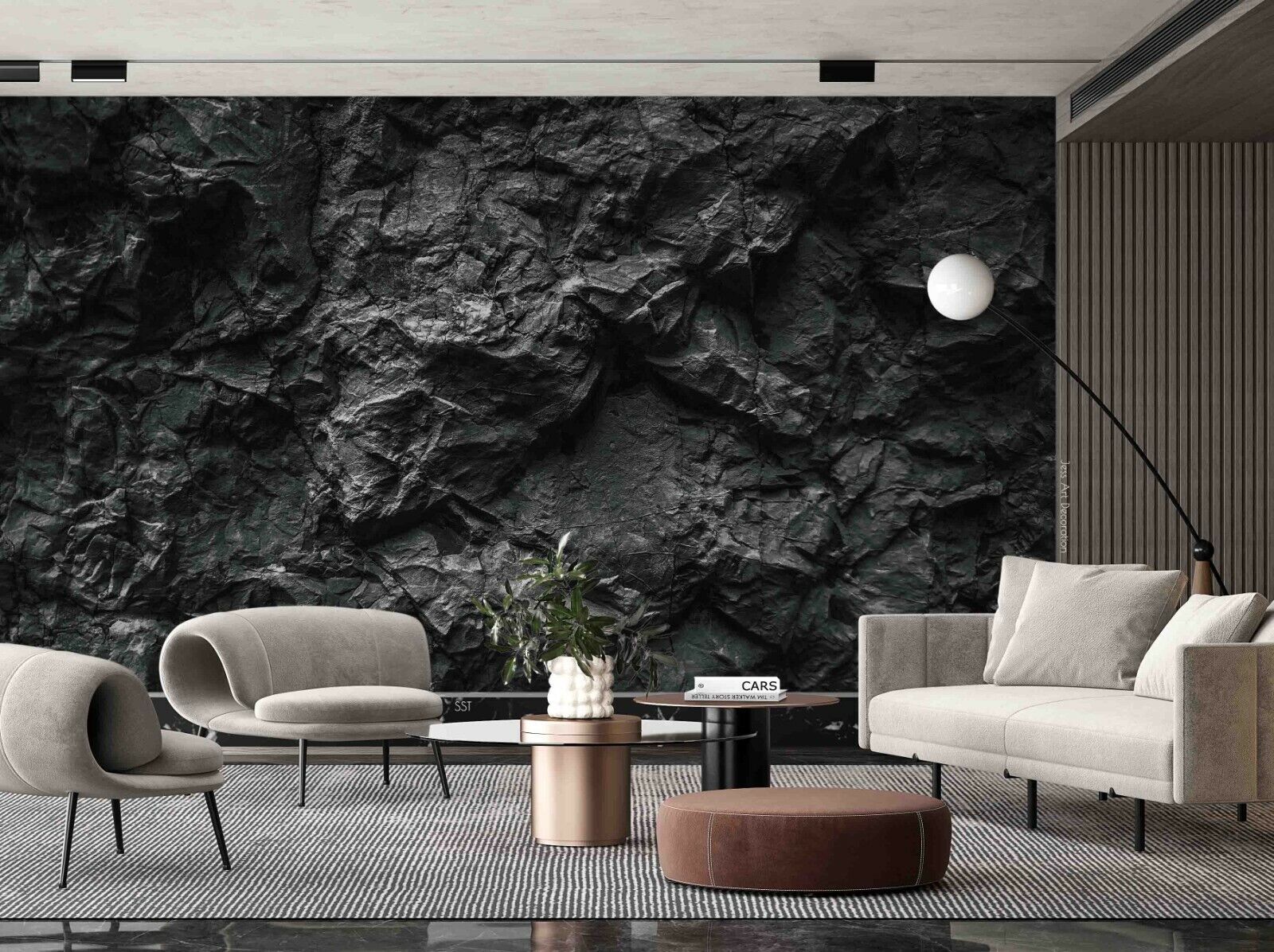 3D Mountain Stone Black Ripple Wall Mural Wallpaper YXL 787