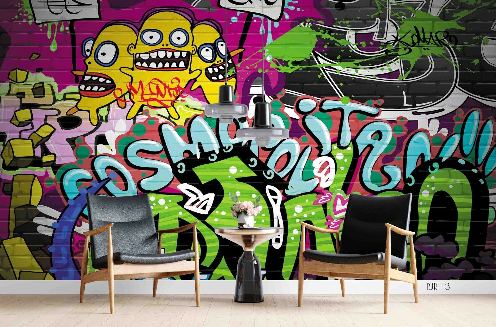 Graffiti Letter Monster Square Wallpaper typography graffiti wall mural for teen room or studio - view 2