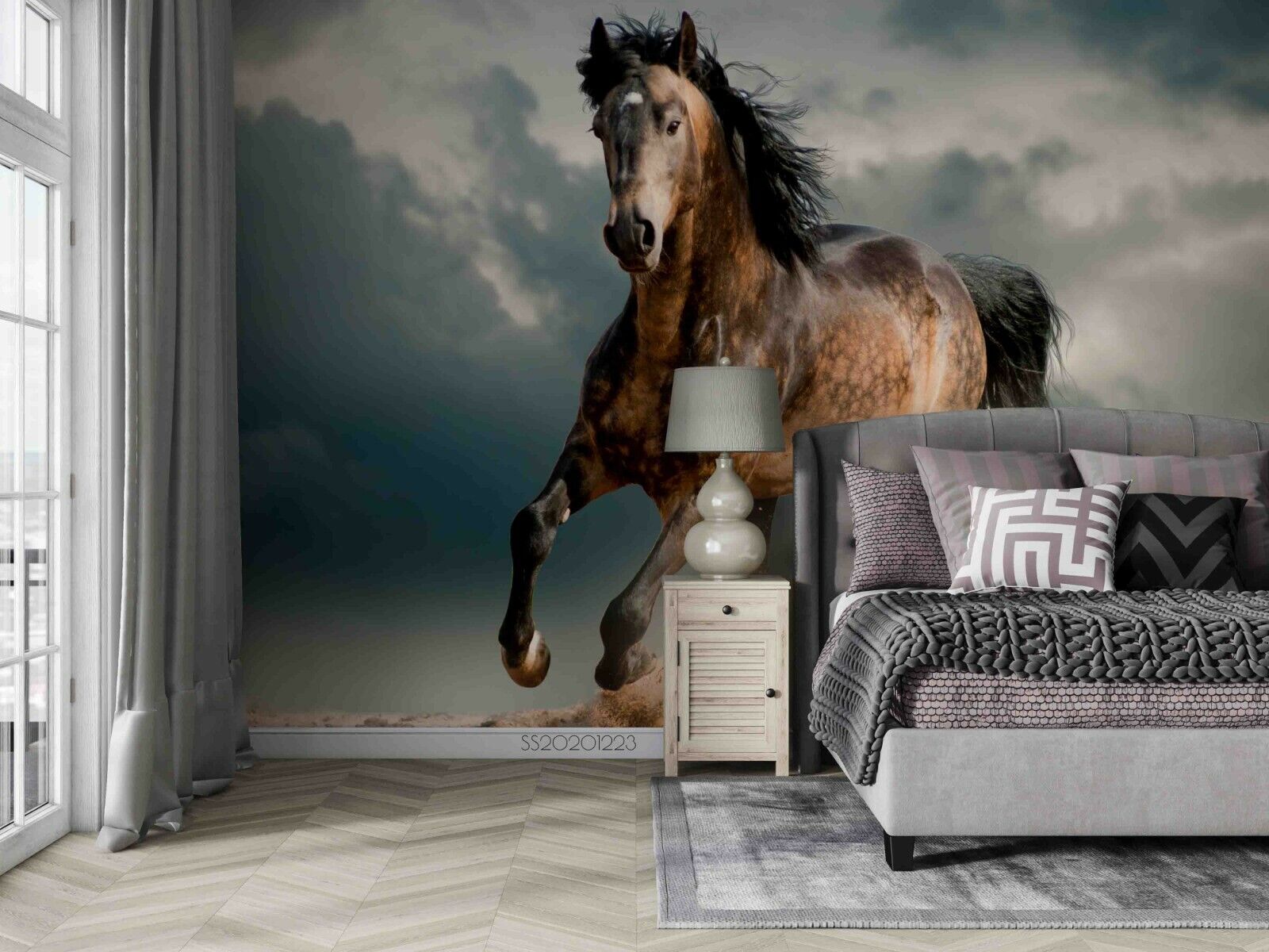 3D Animal Horse Mane Cloud Wall Mural Wallpaper YXL 1066