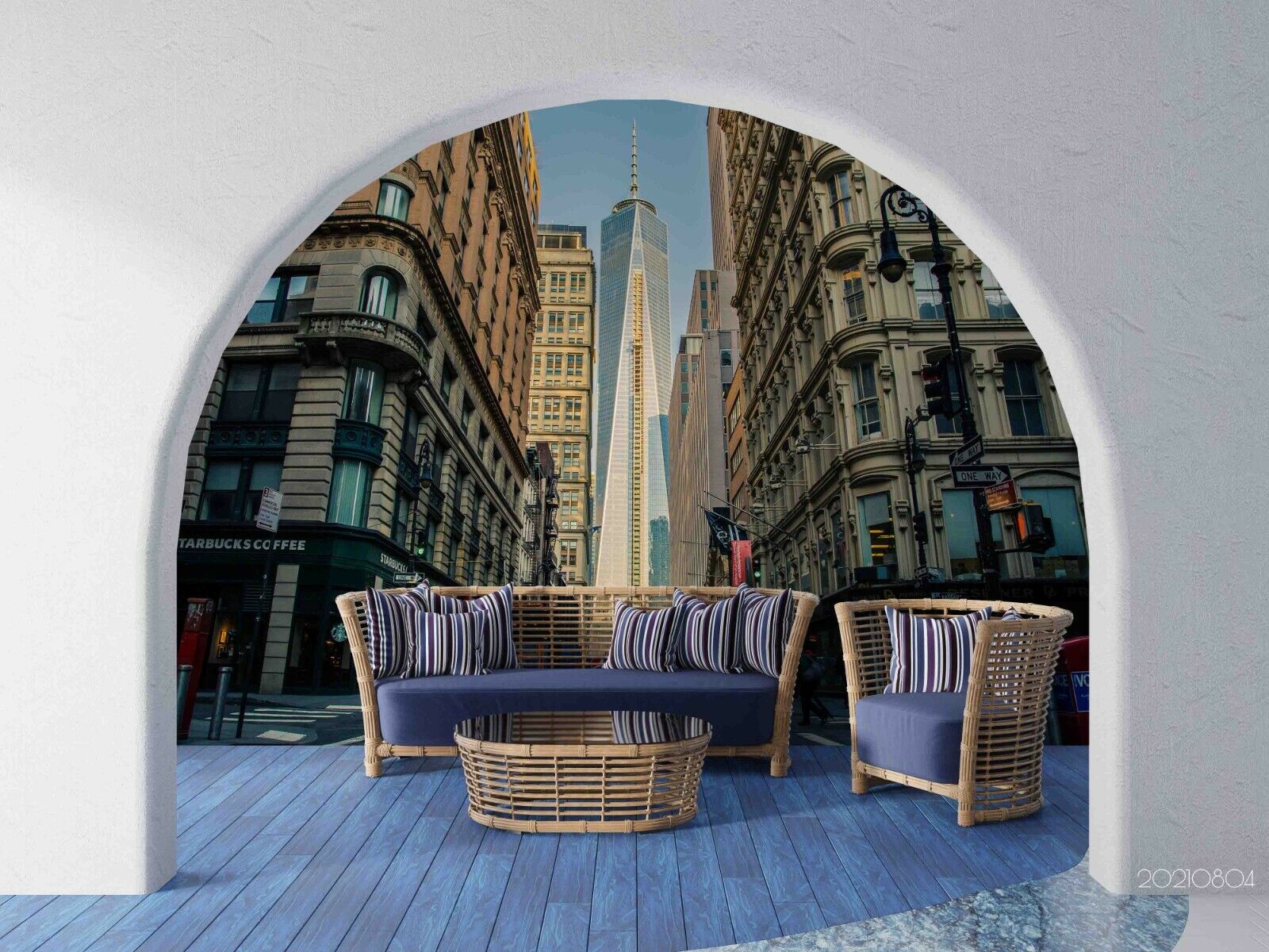3D City Architecture Road Plank Wall Mural Wallpaper YXL 961