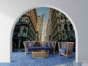 3D City Architecture Road Plank Wall Mural Wallpaper YXL 961