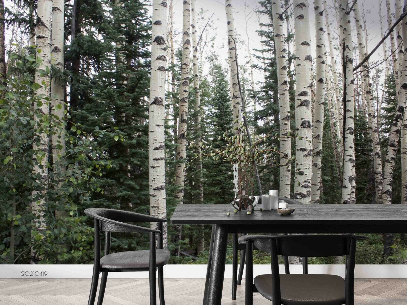 3D Winter Poplar Forest snowy birch forest landscape wall mural wallpaper for bedroom - view 2