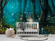 3D Floral Chinchilla Firefly Grassland Wall Mural Wallpaper YXL 990