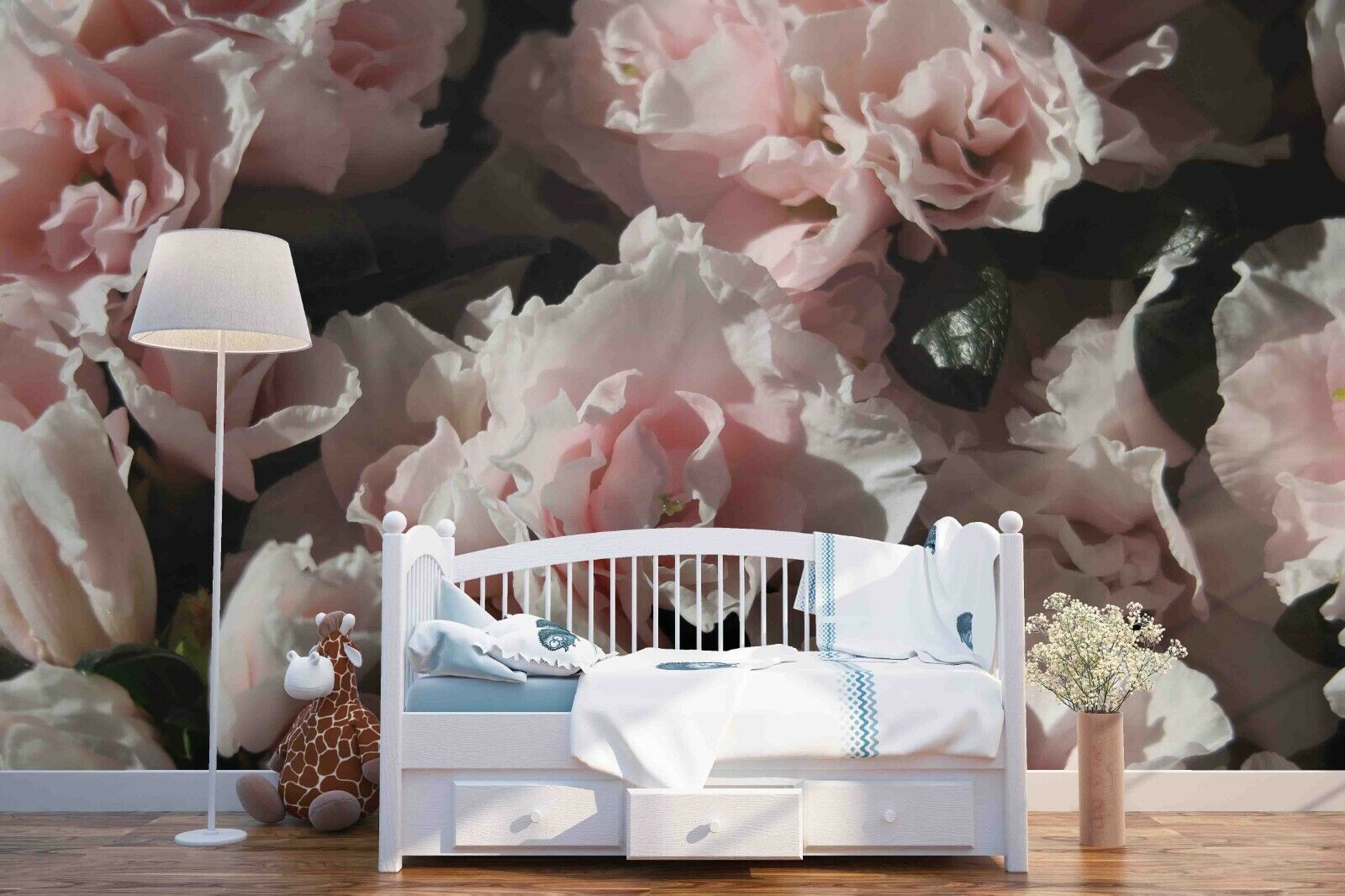 3D Pink Carnation Floral romantic oversized flower mural wall mural wallpaper for nursery