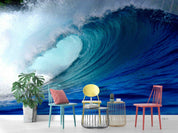 3D Abstract Damaskeen Wave Blue Wall Mural Wallpaper YXL 956