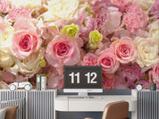 3D Pink Rose Carnation large romantic rose floral wall mural wallpaper for living room - view 3