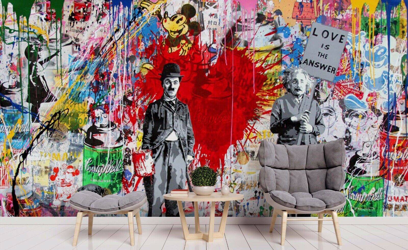 Graffiti Person Letter Mickey Wallpaper typography graffiti wall mural for teen room or studio