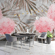 3D Pink Gypsophila Branch soft cherry blossom botanical wall mural wallpaper for bedroom - view 3