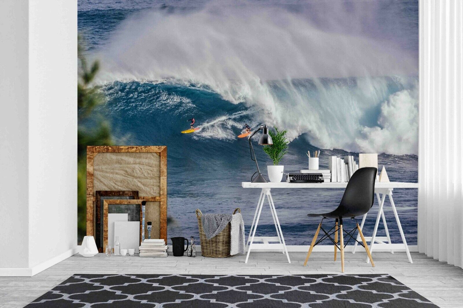 3D Blue Ocean Wave stormy blue ocean wave wall mural wallpaper for living room - view 2