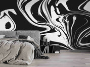 3D Black White Ripple bold black white ripple pattern wall mural wallpaper for living room - view 2