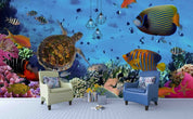 3D Sea Turtle Coral Reef sea turtle coral reef ocean mural wall mural wallpaper for kids room - view 2