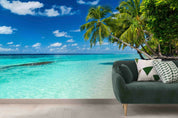 3D Open Tropical Beach bright ocean beach view wall mural wallpaper for living room - view 2