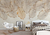 3D Neutral Leaf Stone Texture neutral cracked stone texture wall mural wallpaper for bedroom