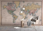 3D Graffiti World Map Pink Wall Mural Wallpaper YXL 929