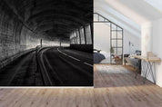 3D Tunnel Light Road Gray Cement Wall Mural Wallpaper YXL 1093