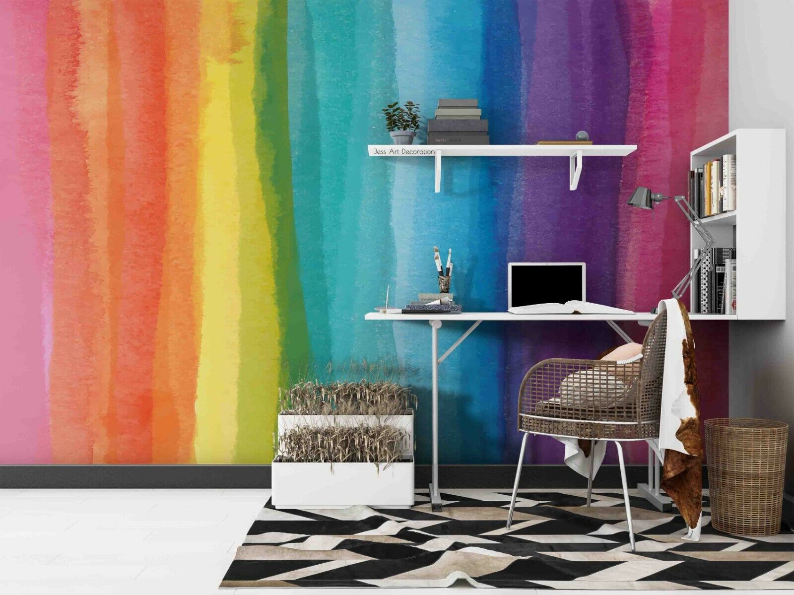 Abstract Surface Rectangle Colors Portrait Wallpaper portrait street art wall mural for bedroom or creative studio - view 4