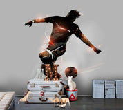 3D Person Football Kick A Ball Wall Mural Wallpaper YXL 1077
