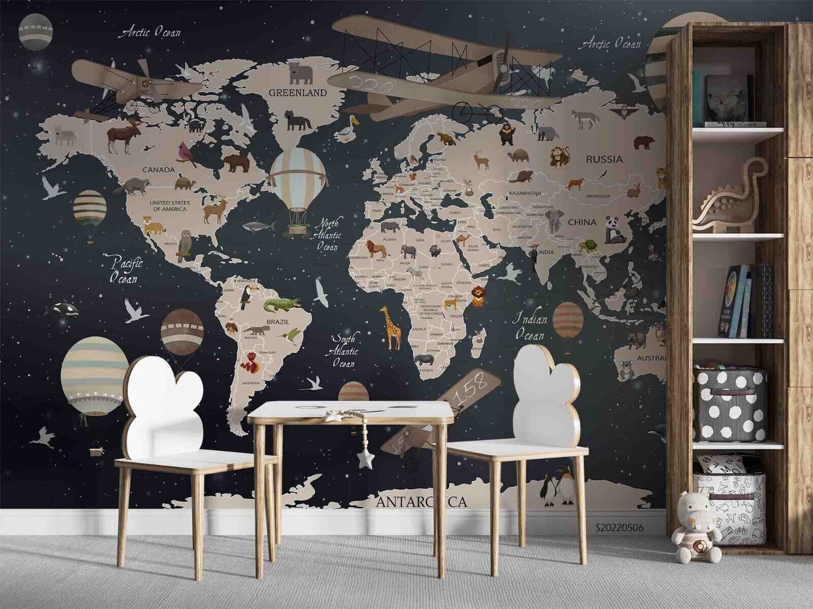 3D Graffiti World Map Black Wall Mural Wallpaper YXL 969