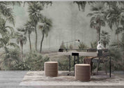3D Misty Palm Forest misty tropical palm forest wall mural wallpaper for living room - view 5