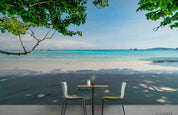 3D Tree Sandbeach Sea Cloud Sky Wall Mural Wallpaper YXL 955