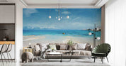 3D Sandbeach Sea Stone Cloud Sky Wall Mural Wallpaper YXL 886