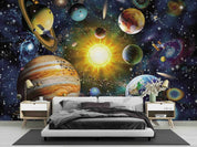 3D Solar System Space Scene 1 colourful solar system galaxy wall mural wallpaper for kids room - view 4