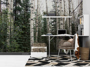 3D Winter Poplar Forest snowy birch forest landscape wall mural wallpaper for bedroom - view 3