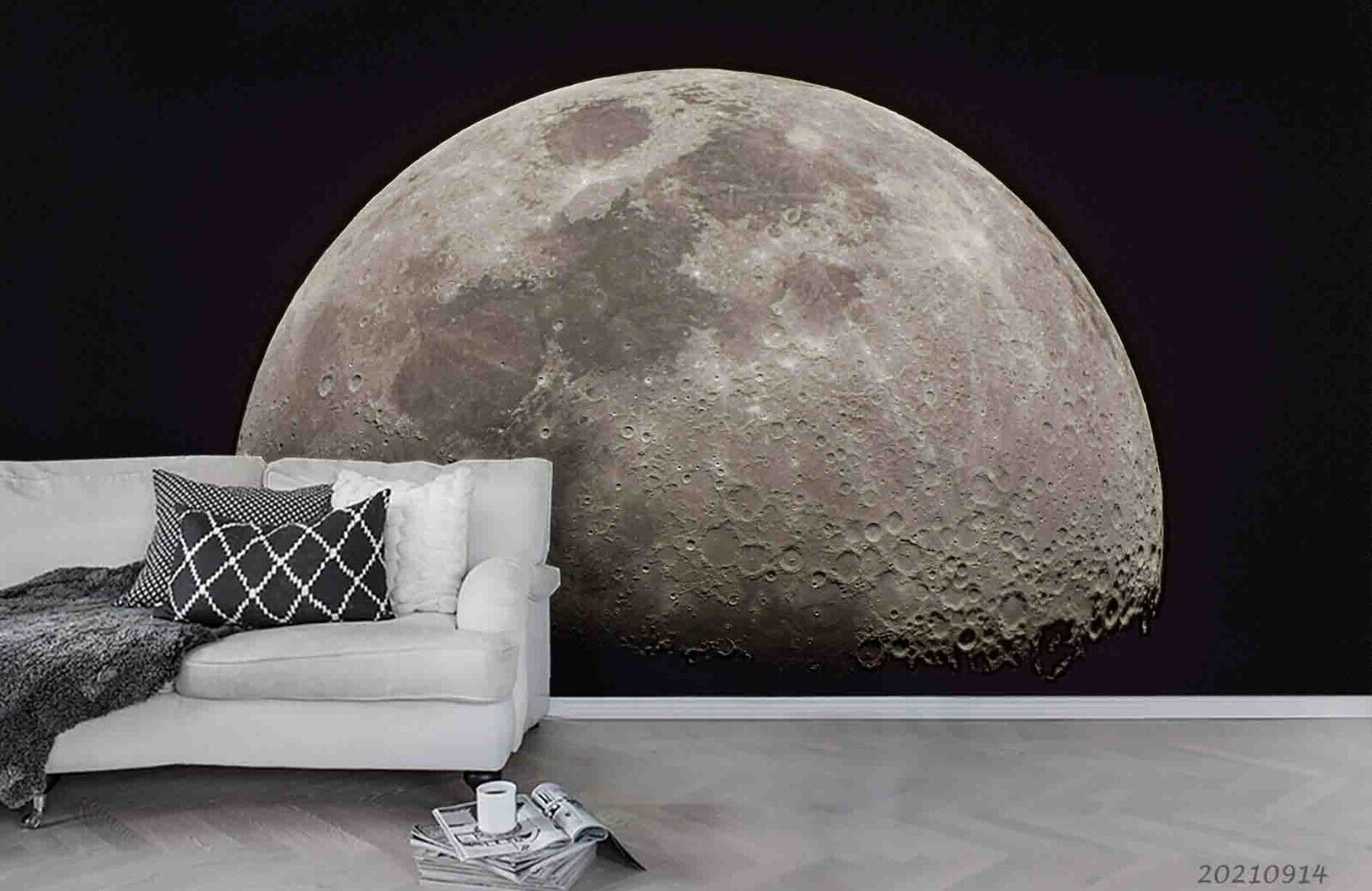 3D The Earth Sky Round Black Wall Mural Wallpaper YXL 1084