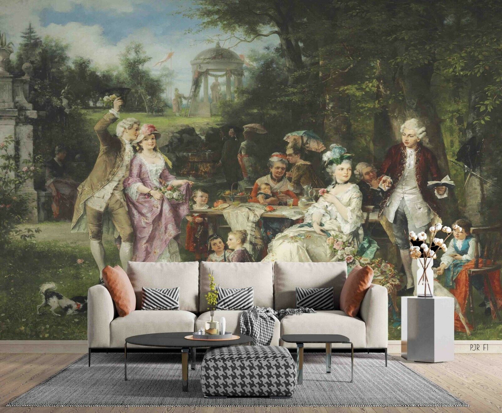 3D Classical Garden Painting vintage garden figure painting wall mural wallpaper for bedroom - view 2