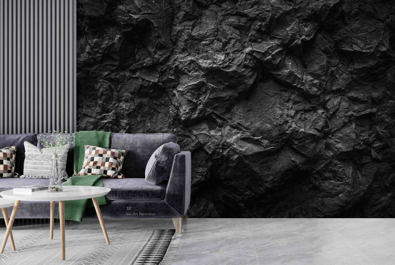 3D Mountain Stone Black Ripple Wall Mural Wallpaper YXL 787