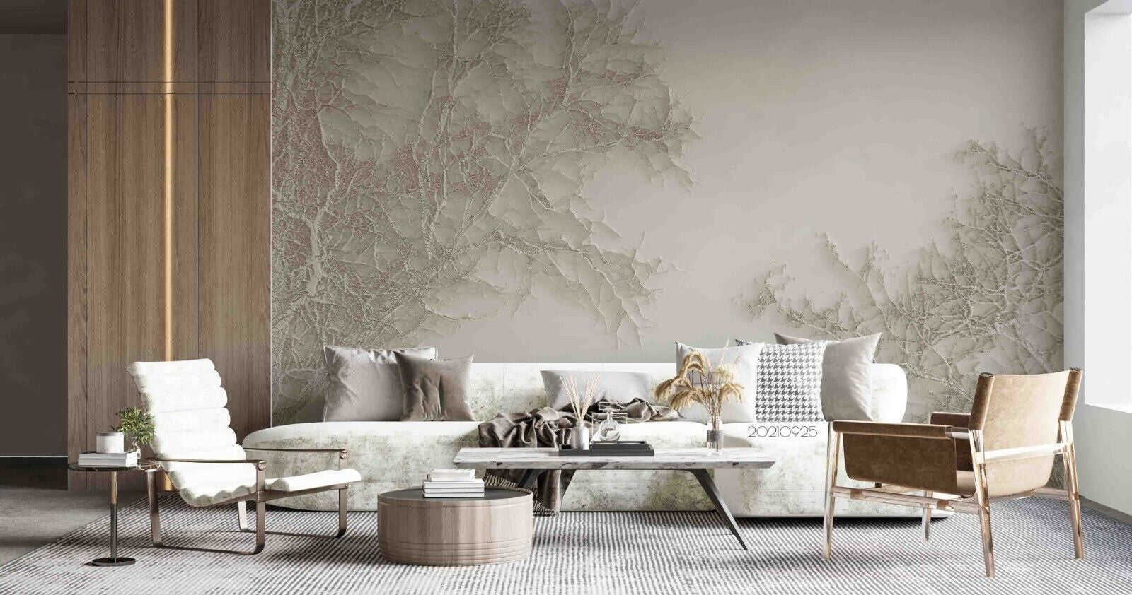 3D Grey Branch Landscape soft grey tree branch landscape wall mural wallpaper for office - view 2