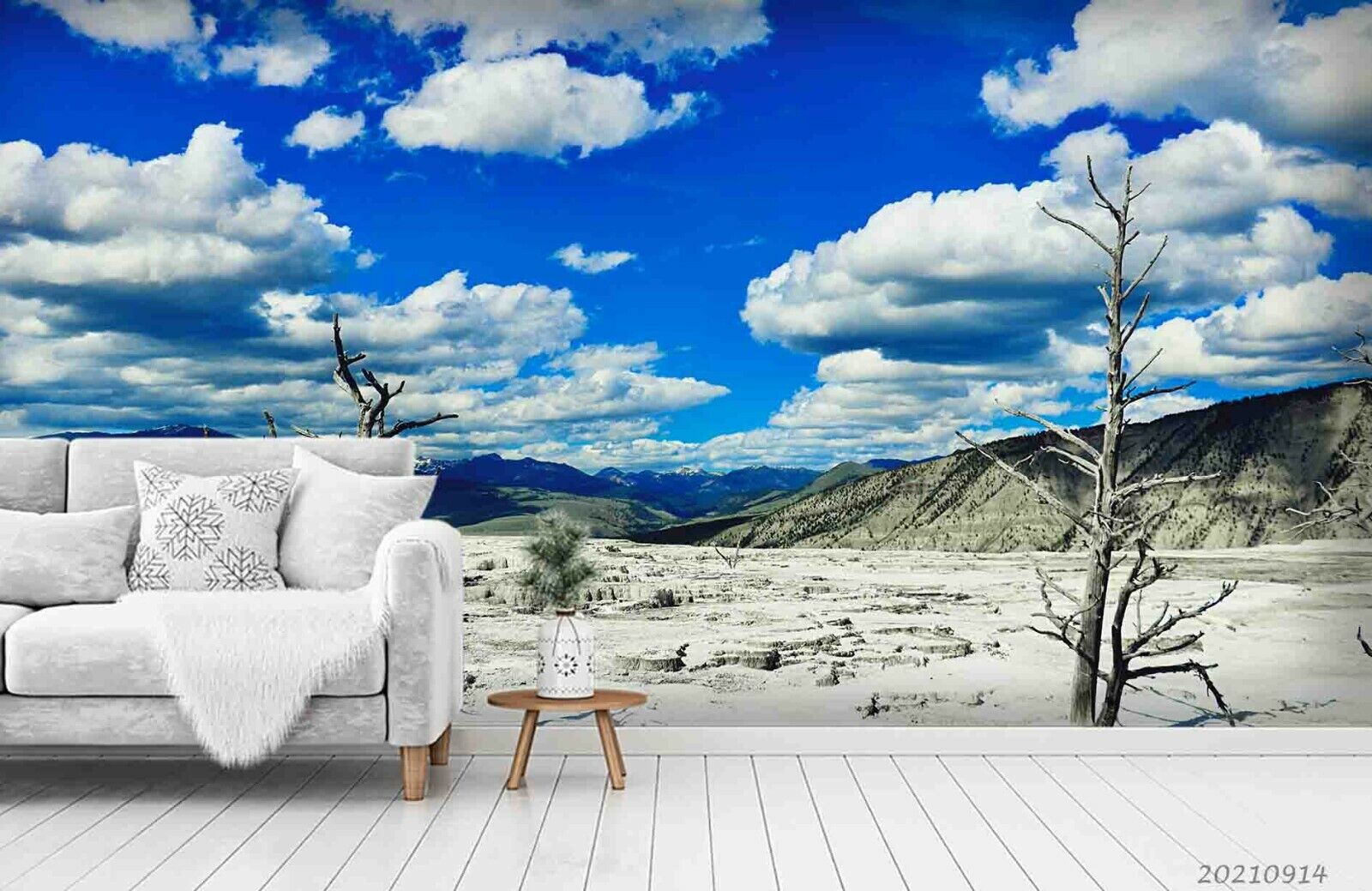 3D Mountain Cloud Sky blue mountain cloud landscape wall mural wallpaper for living room - view 2