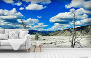 3D Mountain Cloud Sky blue mountain cloud landscape wall mural wallpaper for living room - view 2