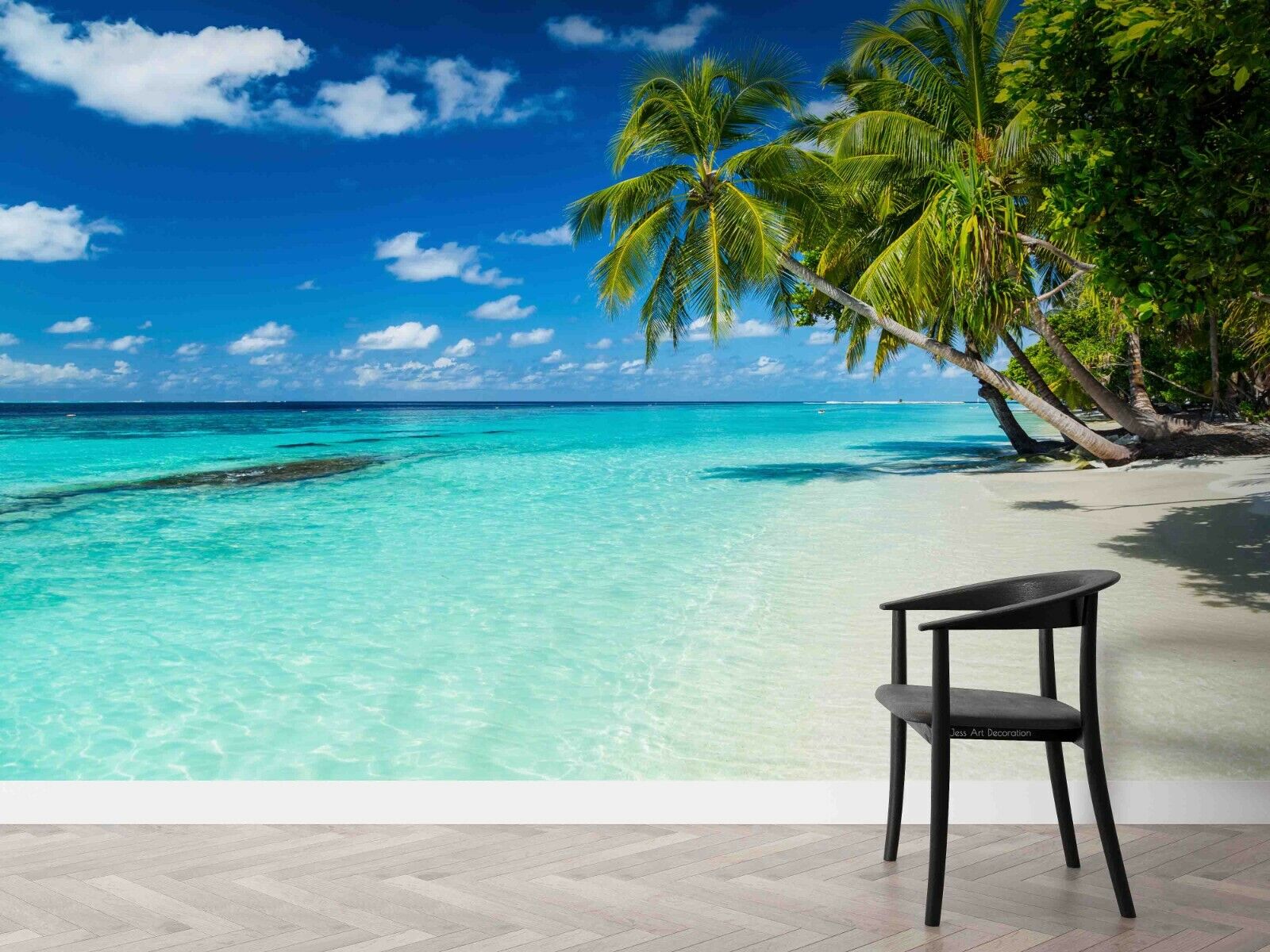 3D Open Tropical Beach bright ocean beach view wall mural wallpaper for living room - view 3