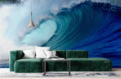 3D Abstract Damaskeen Wave Blue Wall Mural Wallpaper YXL 956