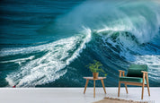 3D Blue Ocean Wave Splash powerful blue ocean wave wall mural wallpaper for kids room - view 4