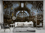 3D Forest Tunnel Light arched forest tunnel light wall mural wallpaper for dining room - view 2