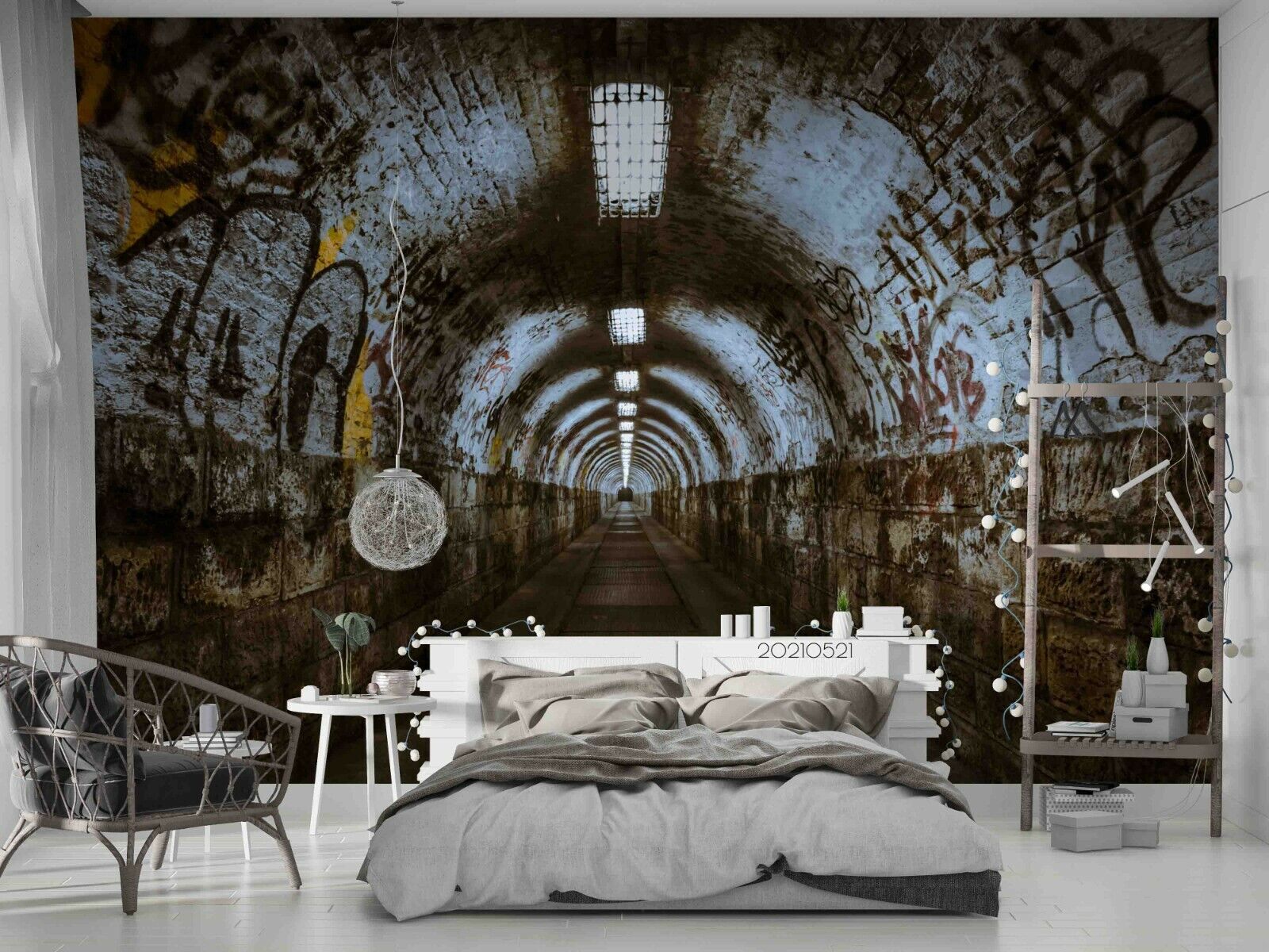 3D Forest Tunnel Light arched forest tunnel light wall mural wallpaper for dining room - view 2