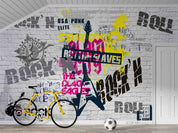 Graffiti Letter Guitar Skull Wallpaper gothic street art wall mural for bedroom or studio - view 3