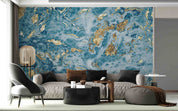 3D Abstract Damaskeen Blue Wall Mural Wallpaper YXL 935