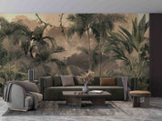 3D Warm Palm Forest warm tropical palm forest wall mural wallpaper for living room - view 3