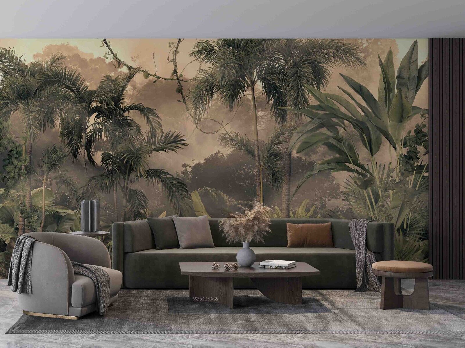 3D Warm Palm Forest warm tropical palm forest wall mural wallpaper for living room - view 3