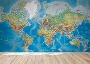 3D World Map Blue Ellipse Wall Mural Wallpaper YXL 927