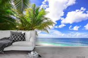 3D Palm Beach Ocean palm tree ocean landscape wall mural wallpaper for living room - view 3