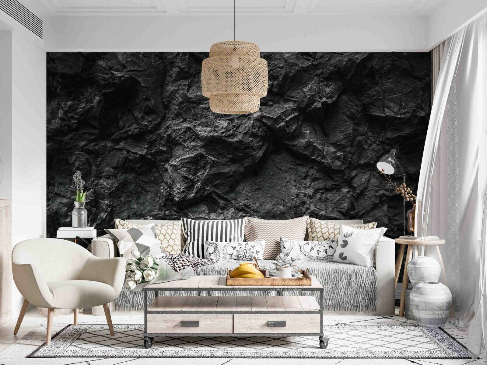 3D Mountain Stone Black Ripple Wall Mural Wallpaper YXL 787