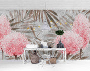 3D Pink Gypsophila Branch soft cherry blossom botanical wall mural wallpaper for bedroom - view 2