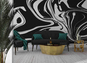 3D Black White Ripple bold black white ripple pattern wall mural wallpaper for living room - view 3