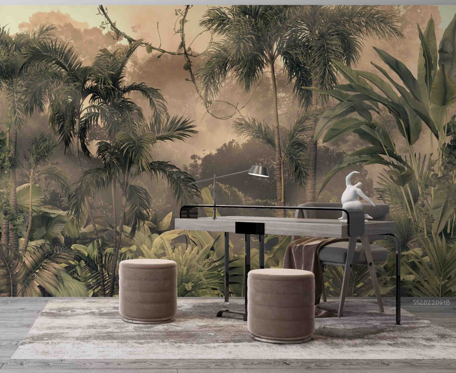 3D Warm Palm Forest warm tropical palm forest wall mural wallpaper for living room - view 4